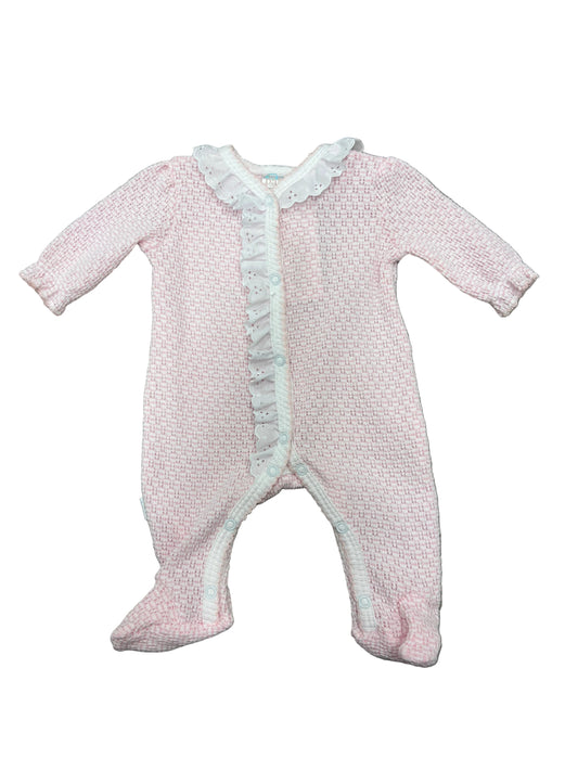 PATY PINK KNIT FOOTIE WITH EYELET