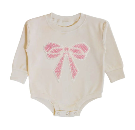 Pearl Bow Patch Romper
