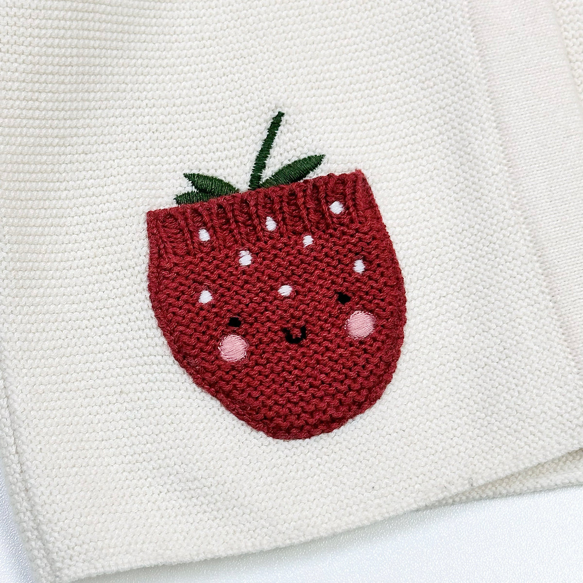 Strawberry Embroidered Pocket Baby Cardigan