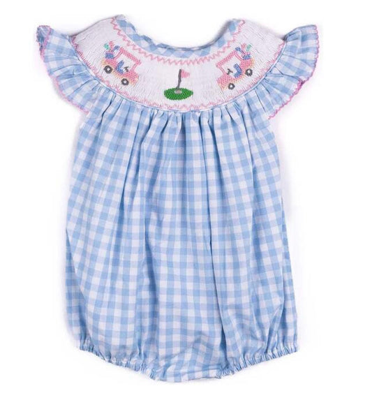 Girls Golf Smocked Bubble