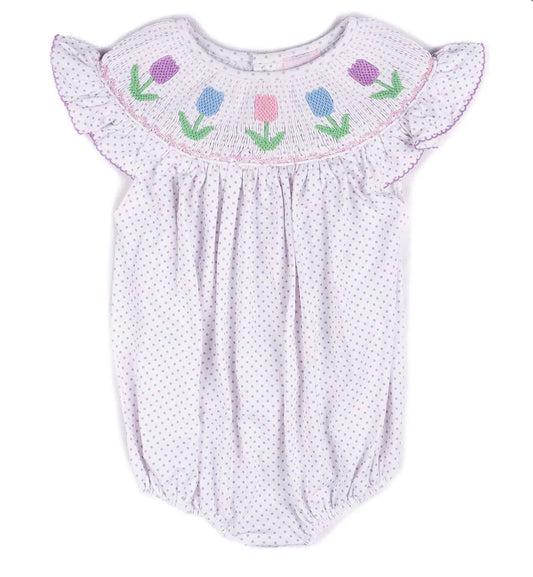 Girls Tulip Smocked Bubble