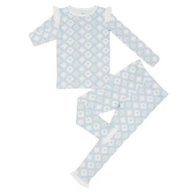 Quilted Bow Patch Ruffle Loungewear Set