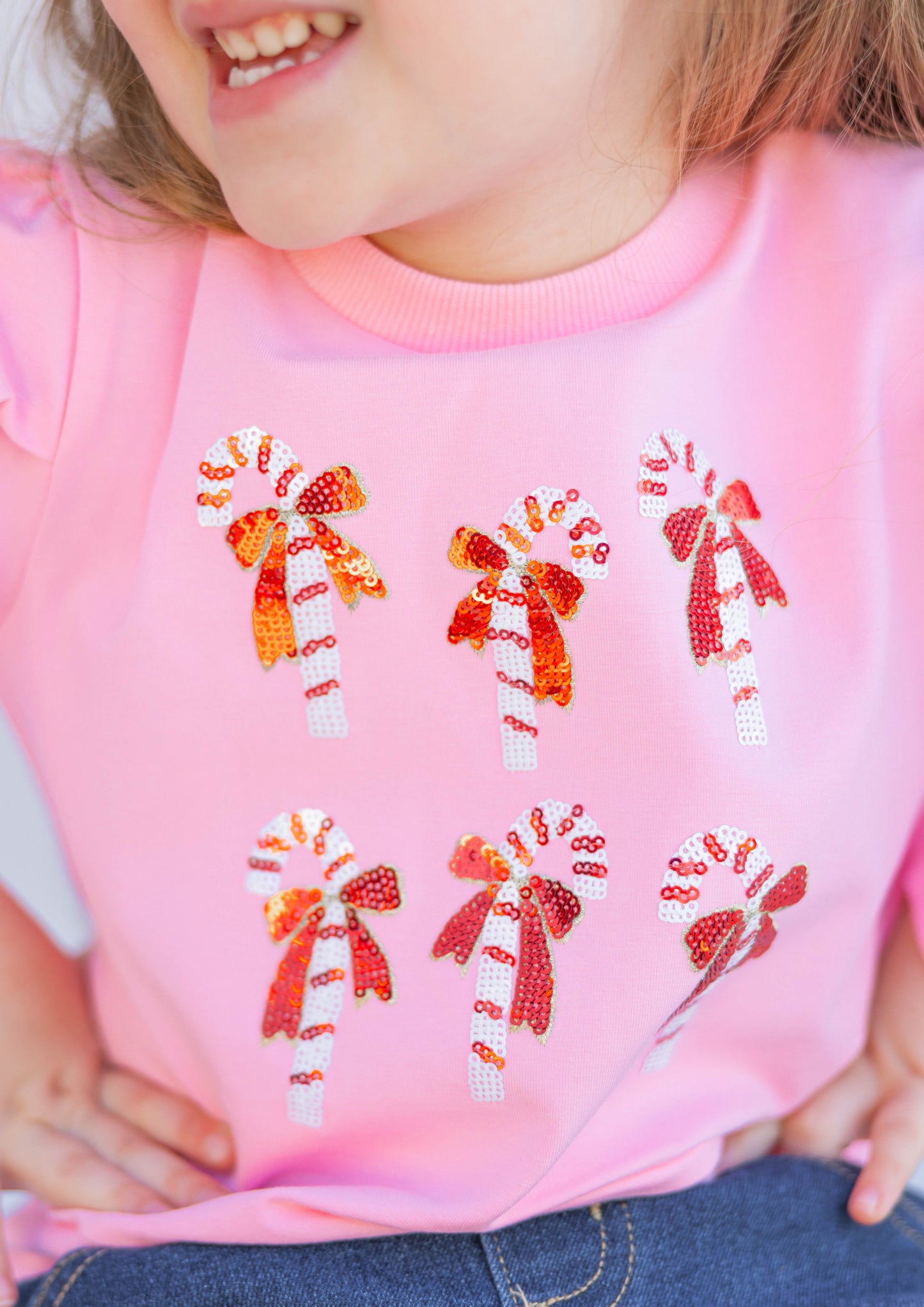 CANDYCANE SEQUIN LONGSLEEVE PUFF SHIRT