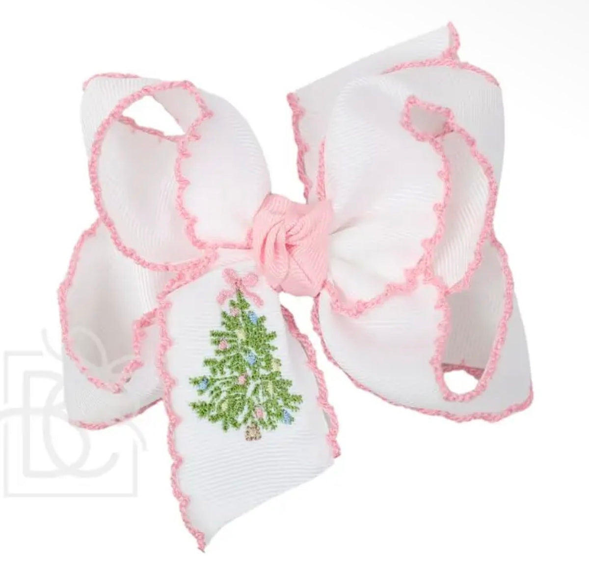 Crochet Edge Bow - Pink Tree