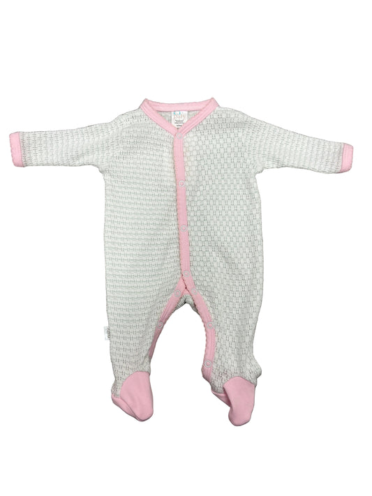 PINSTRIPE PATY KNIT FOOTIE WITH PIMA TRIM