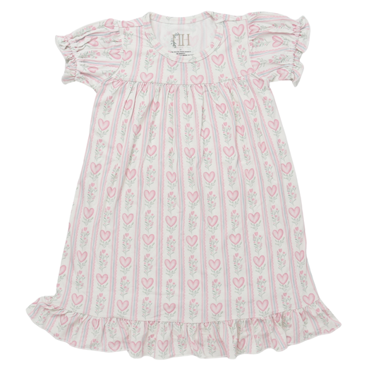 Girls Floral Hearts Nightgown