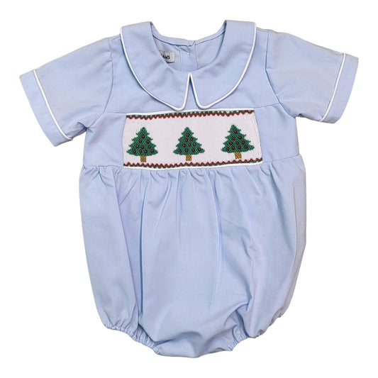 CHRISTMAS TREE SMOCKED BOY BUBBLE