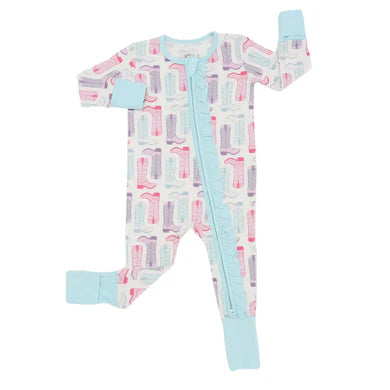 Tulip Boots Ruffle Double Zipper Romper