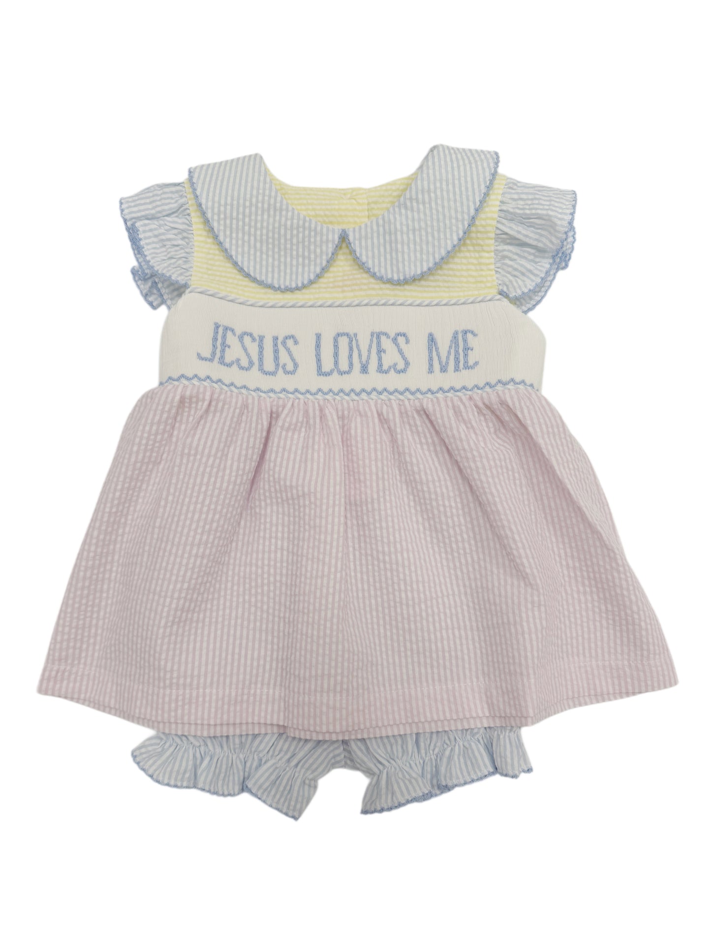 Jesus Loves Me Smocked Bloomer Set