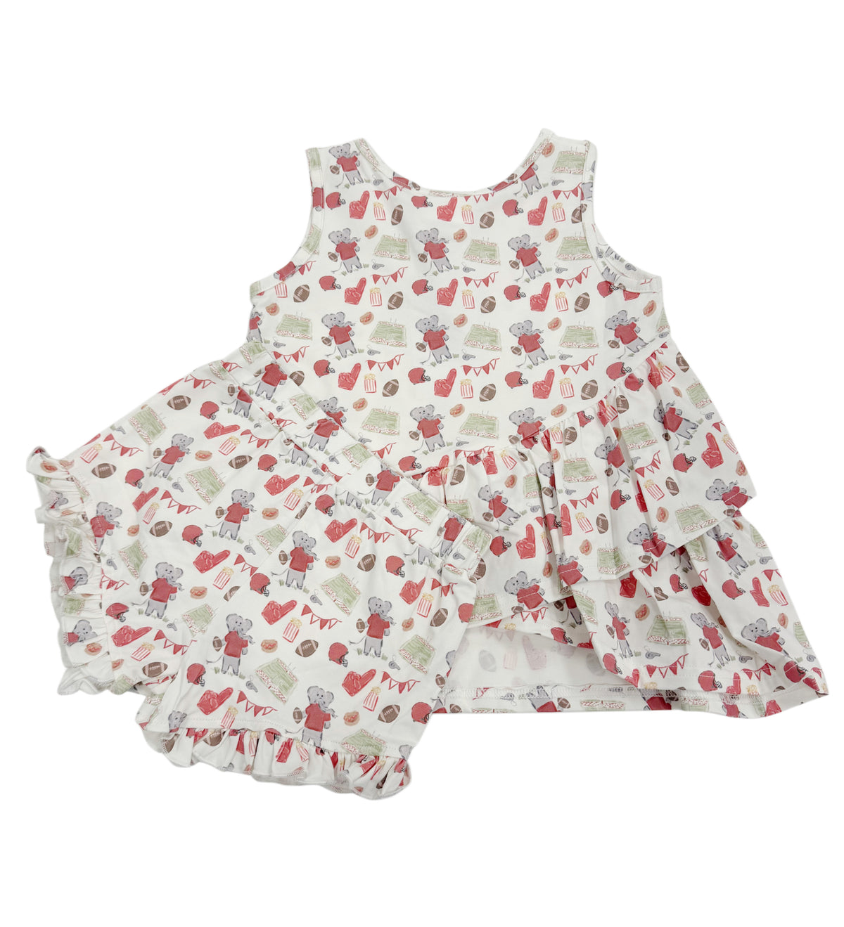 Rosie Ruffle Back Top with Sadie Claire Shorts- Game Day Elephant