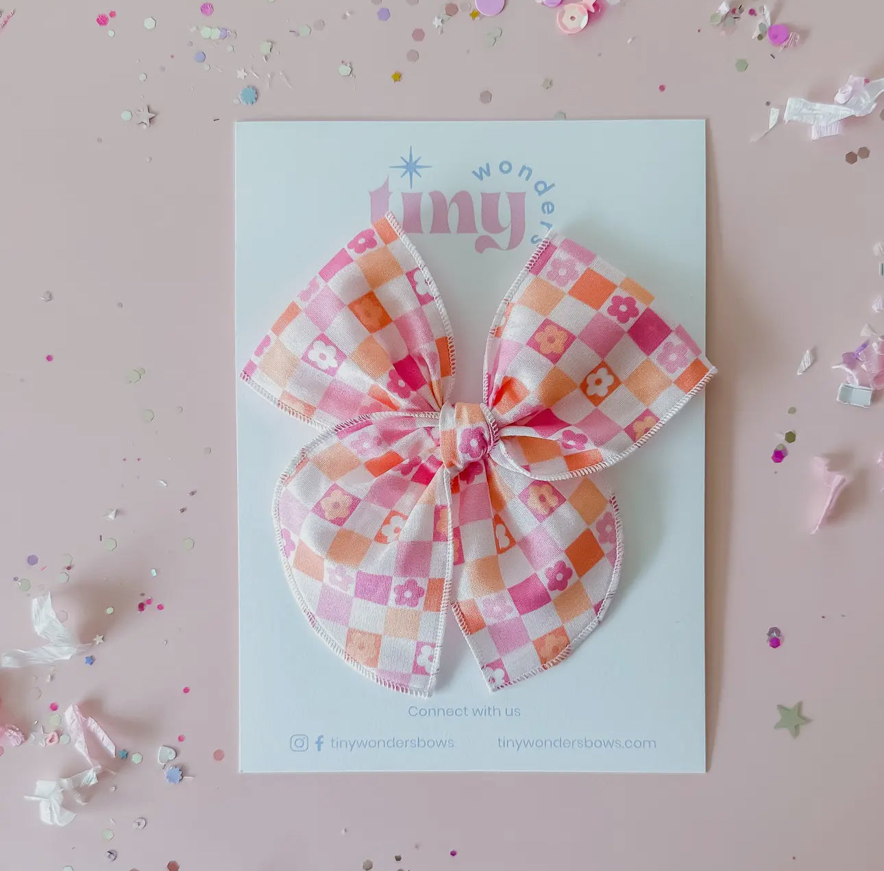 Floral Checkered Bow