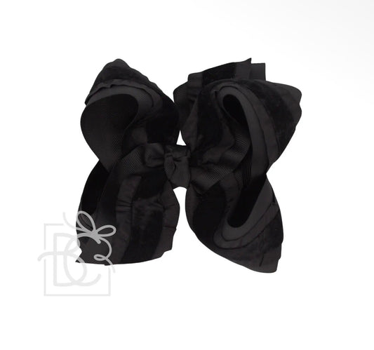 Double Ruffle Velvet Bow - Black