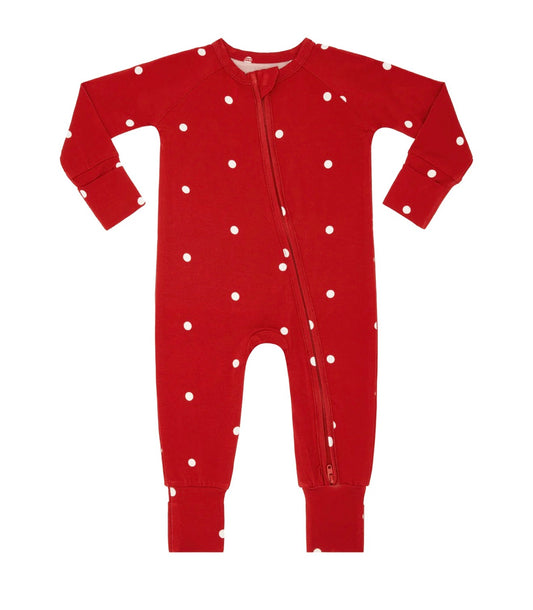 Ruby Polka Dot Zipper Romper