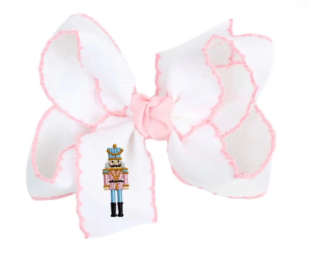 Crochet Edge Bow - Pink Nutcracker