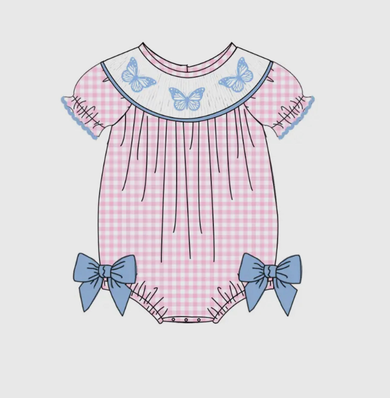 Smocked Butterfly Bubble Romper