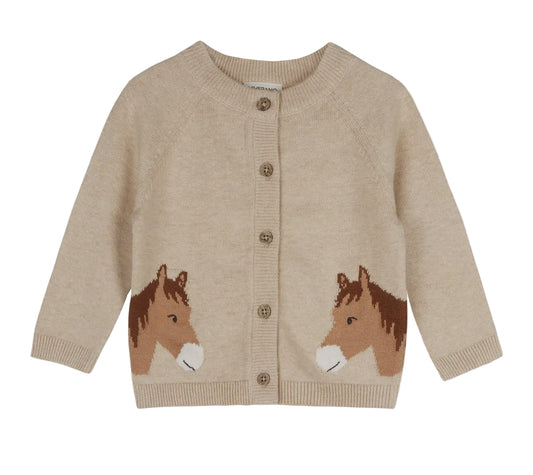 Horse Jacquard Sweater Knit Baby Cardigan