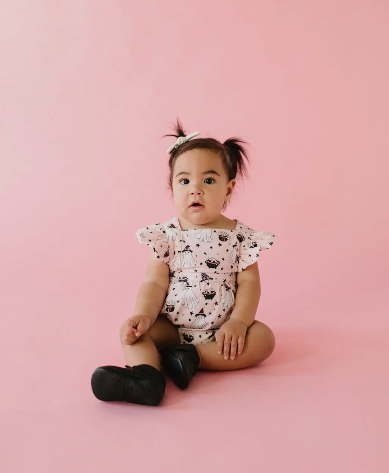 Emmy Romper in Pink Cauldron | Baby Halloween