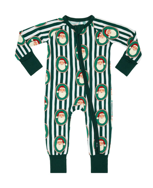 Green Santa Claus Lane Zipper Romper
