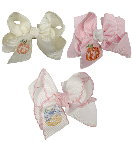 Pumpkin Embroidered Bows