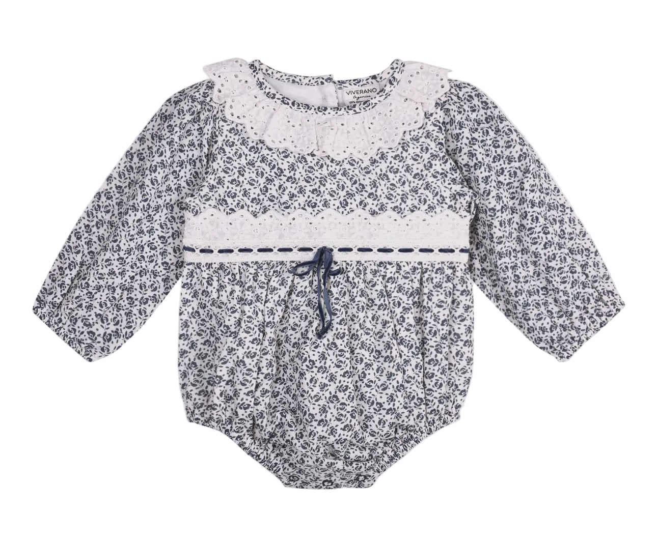 Floral Print & Lace Baby Girl Romper