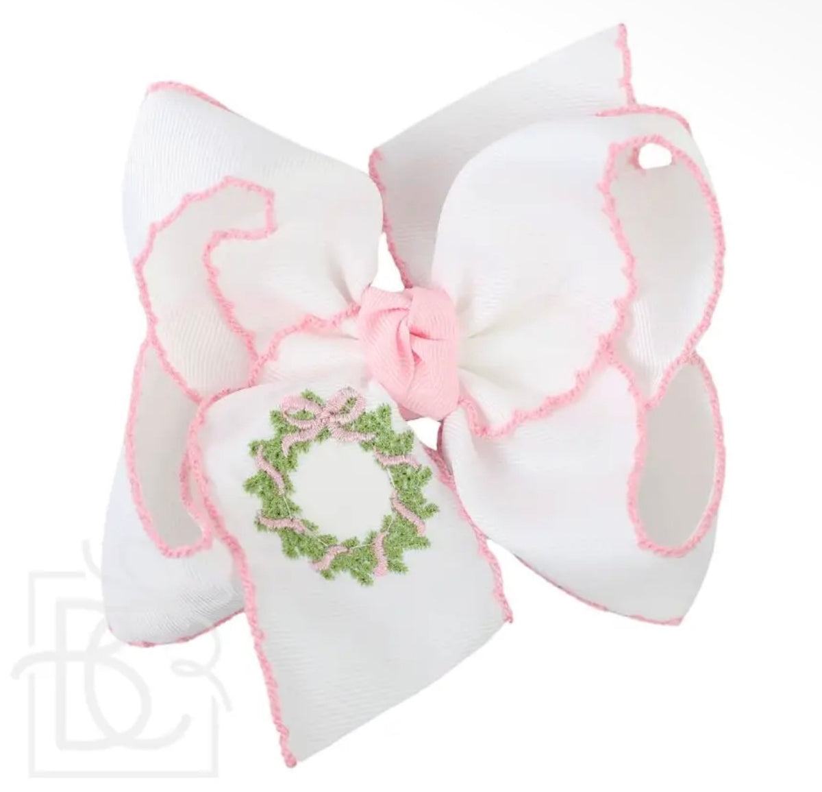 Crochet Edge Bow - Pink Wreath