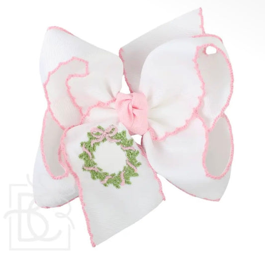 Crochet Edge Bow - Pink Wreath