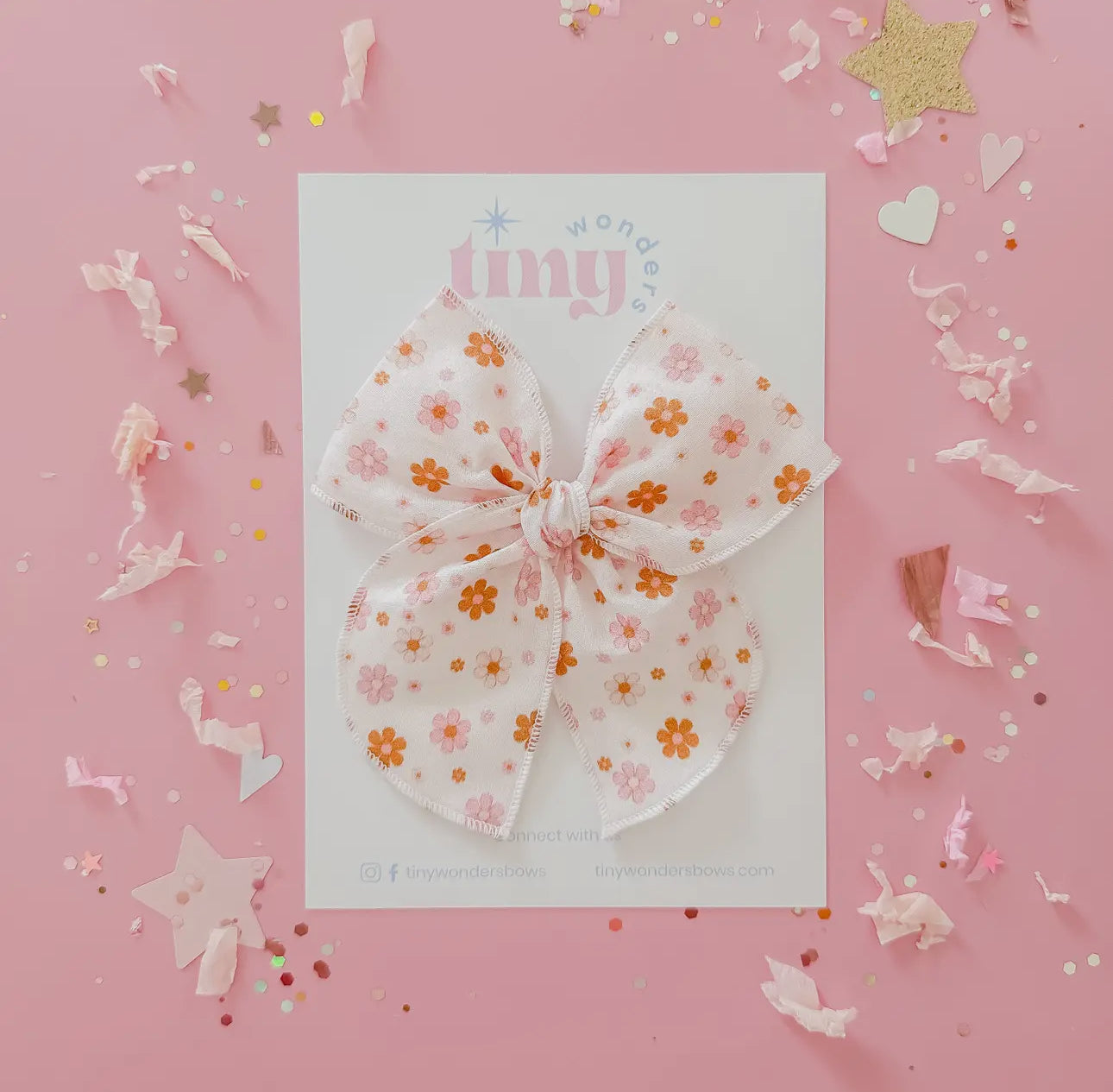 Pink And Brown Floral Bow