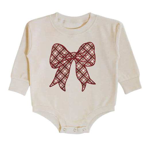 Christmas Plaid Bow Romper