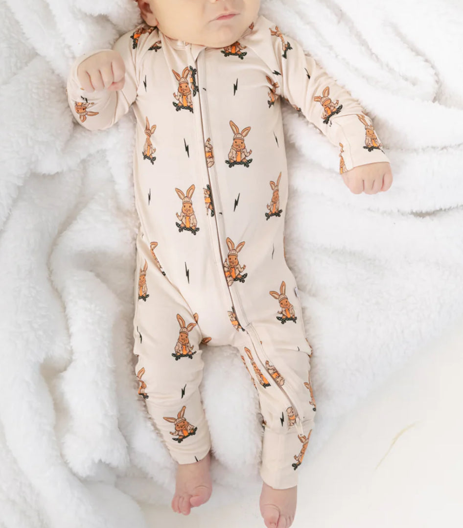 Skater Bunny Bamboo Zip Pajamas