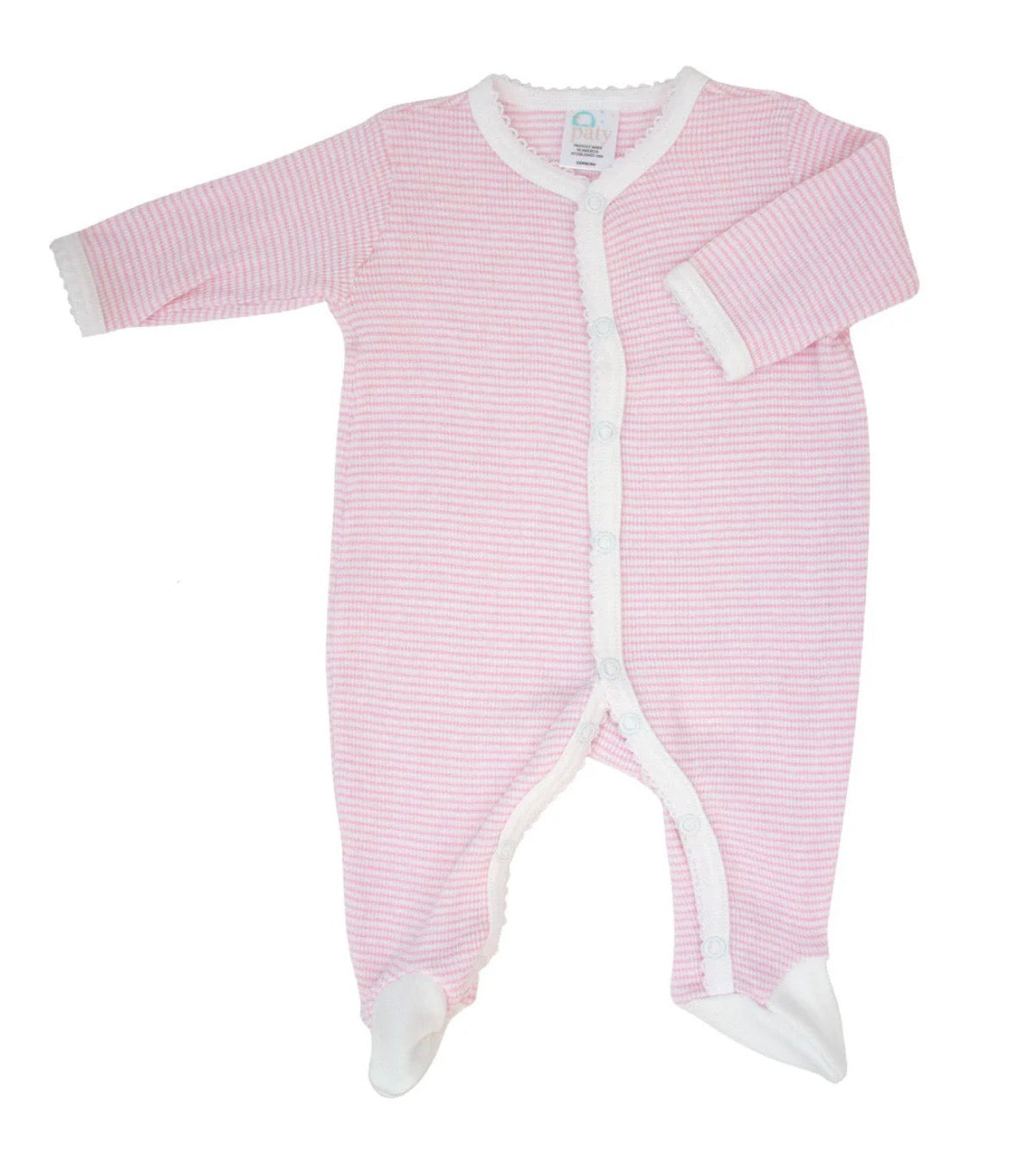 PATY RIB KNIT FOOTIE, PIMA TRIM PINK