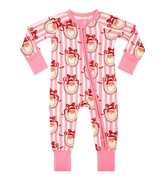 Pink Santa Claus Lane Zipper Romper