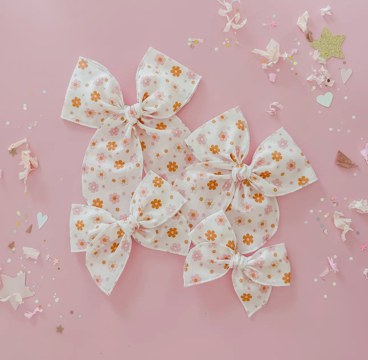 Pink And Brown Floral Bow