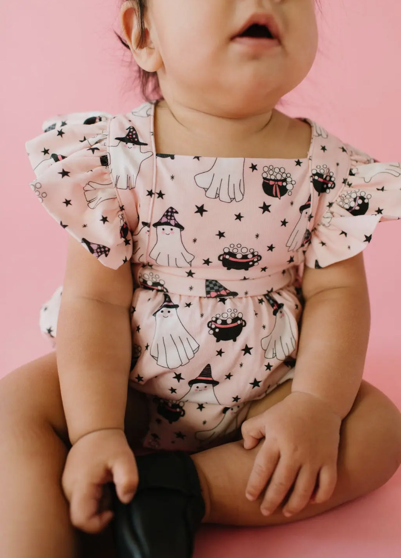 Emmy Romper in Pink Cauldron | Baby Halloween