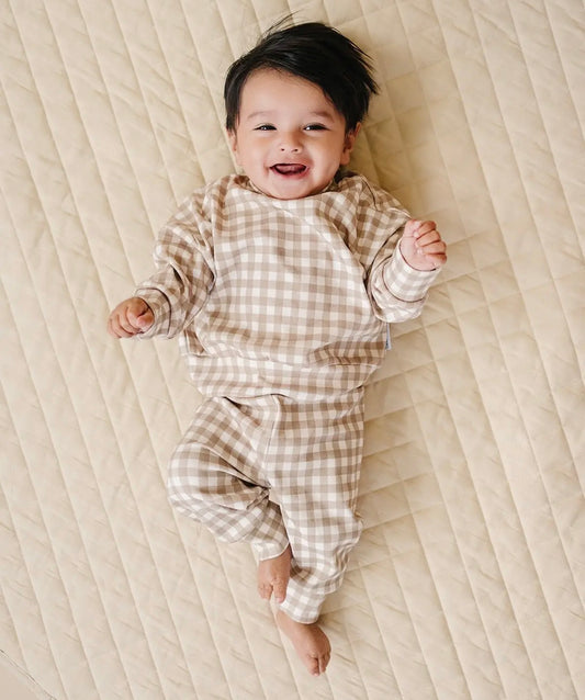 Jogger Set | Beige Gingham
