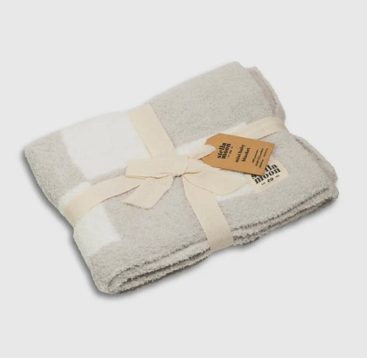 Luxe Grey Checkered Baby Blanket