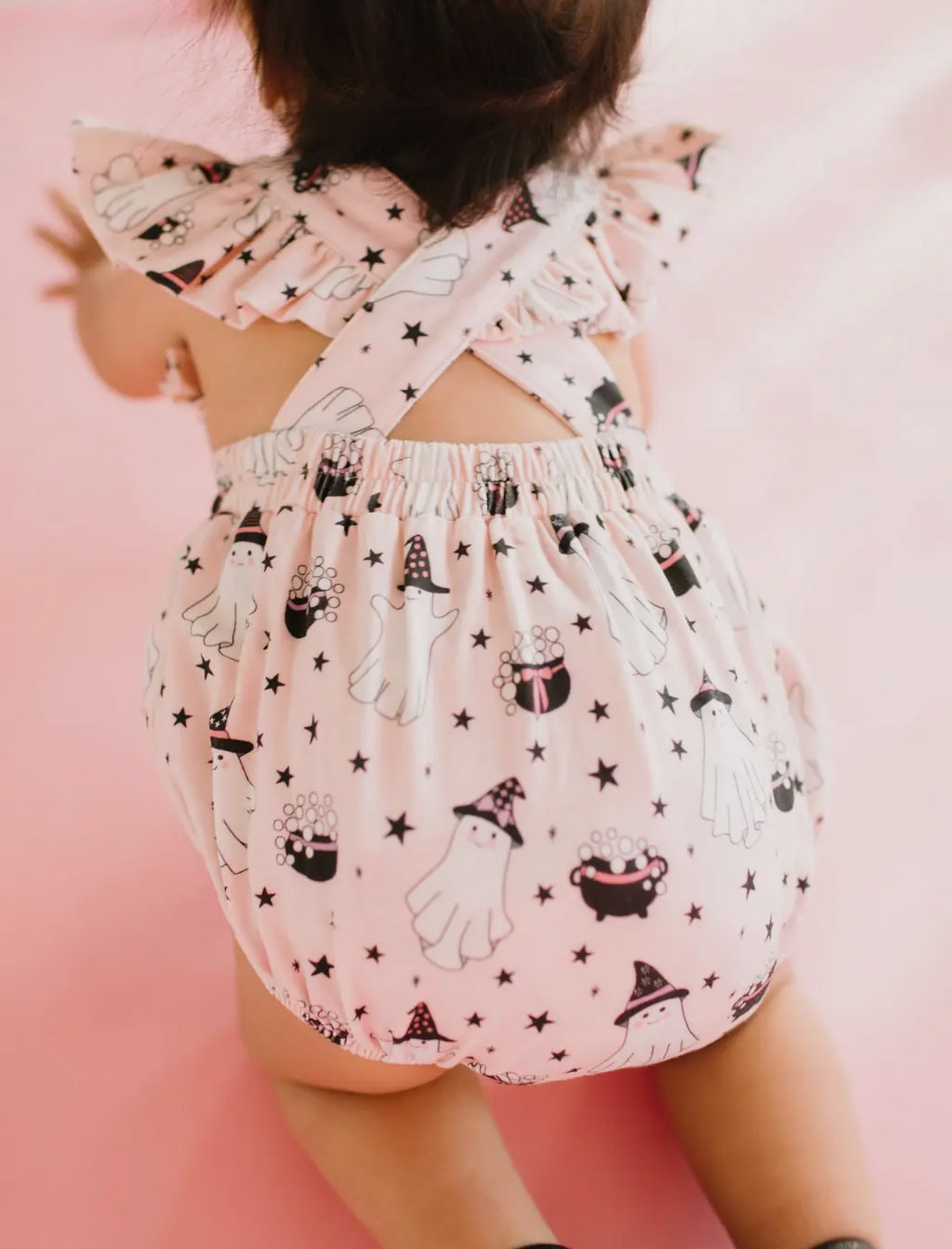 Emmy Romper in Pink Cauldron | Baby Halloween