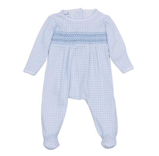 Peek-A-Boo Wishes Pink Smocked Footie Blue