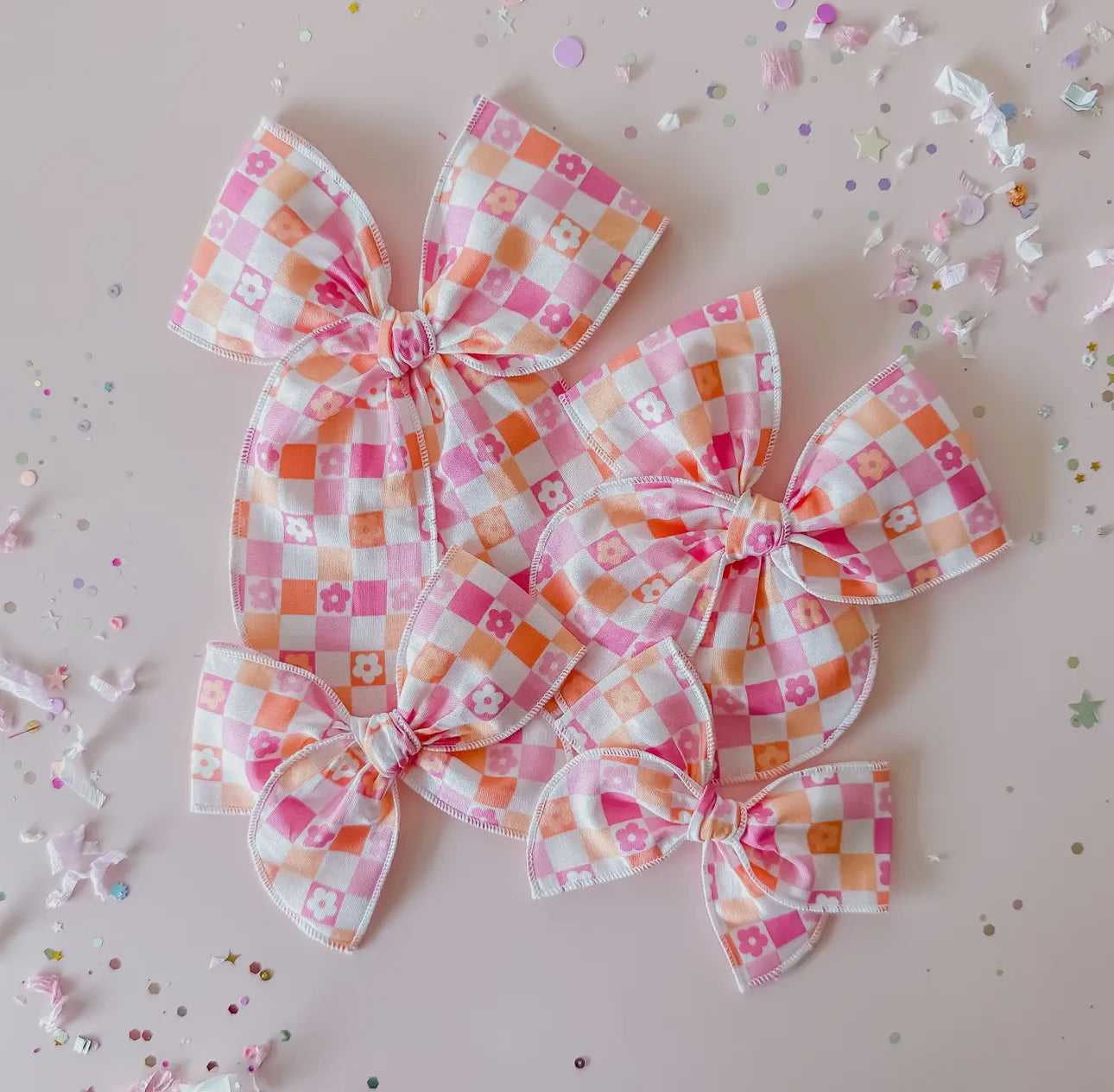 Floral Checkered Bow