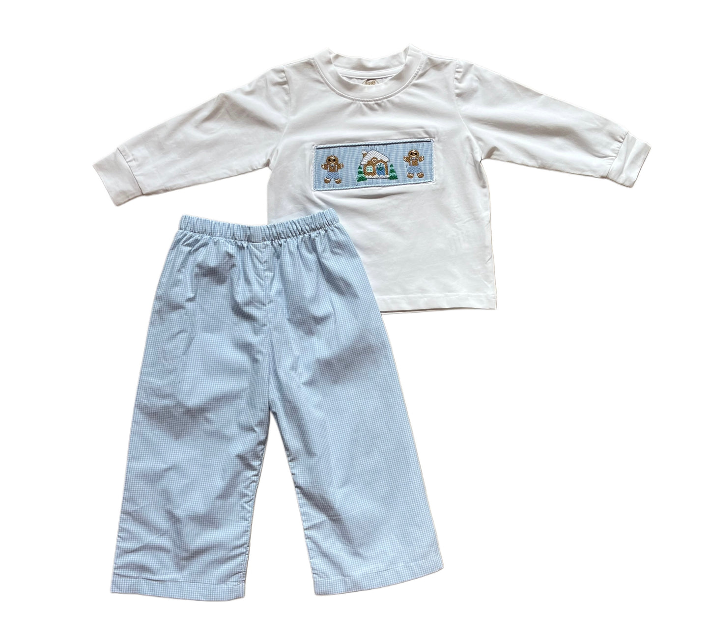 Boys Gingerbread Smocked Pant Set