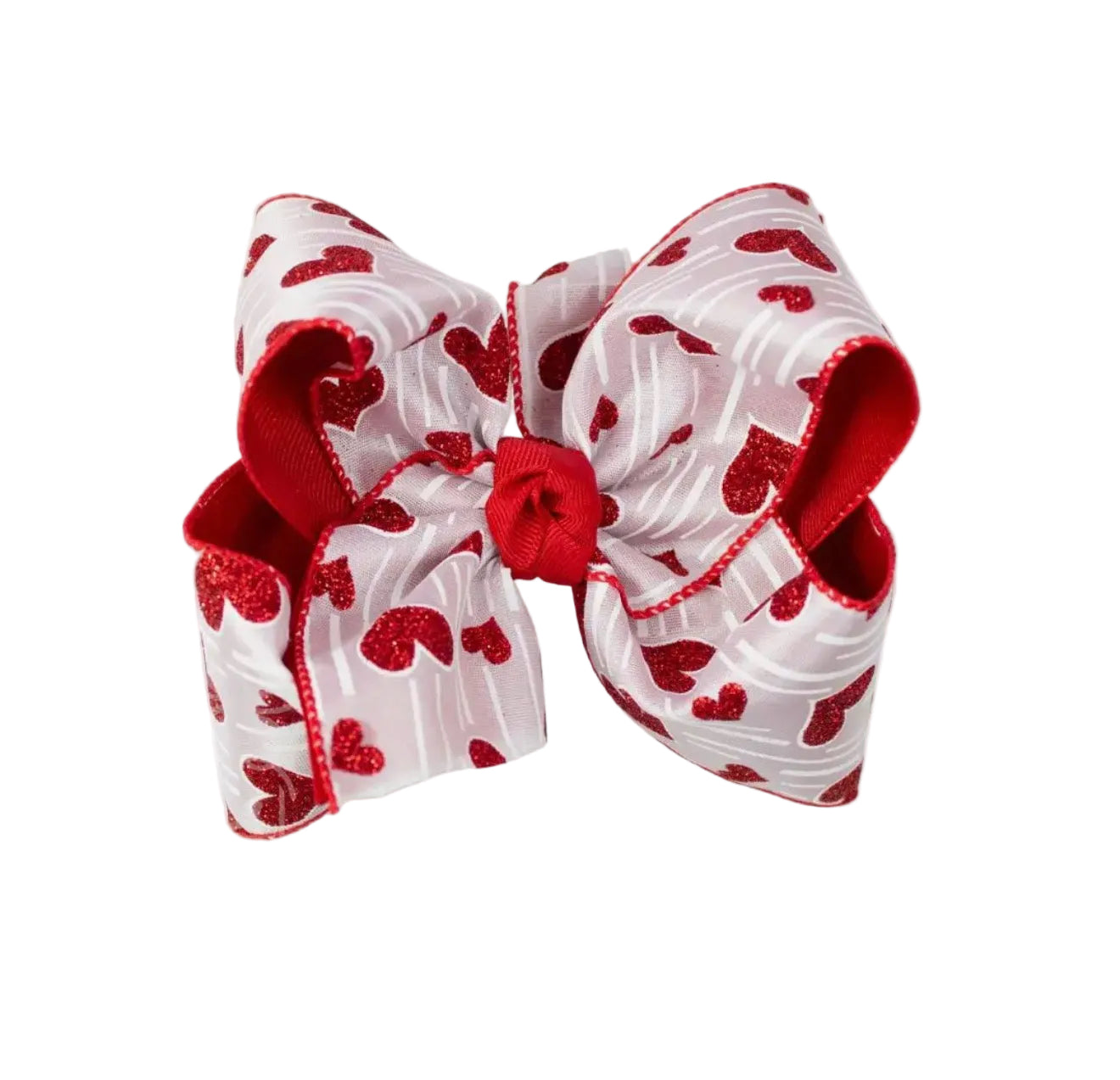 Glitter Red Heart Bow - 4.5”