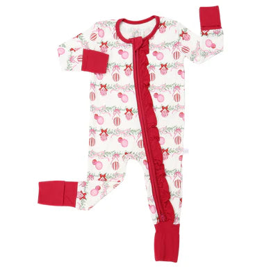 Girls Ornaments Ruffle Zipper Romper
