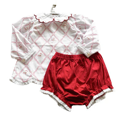 Trellis Santa Top and Bloomers Set