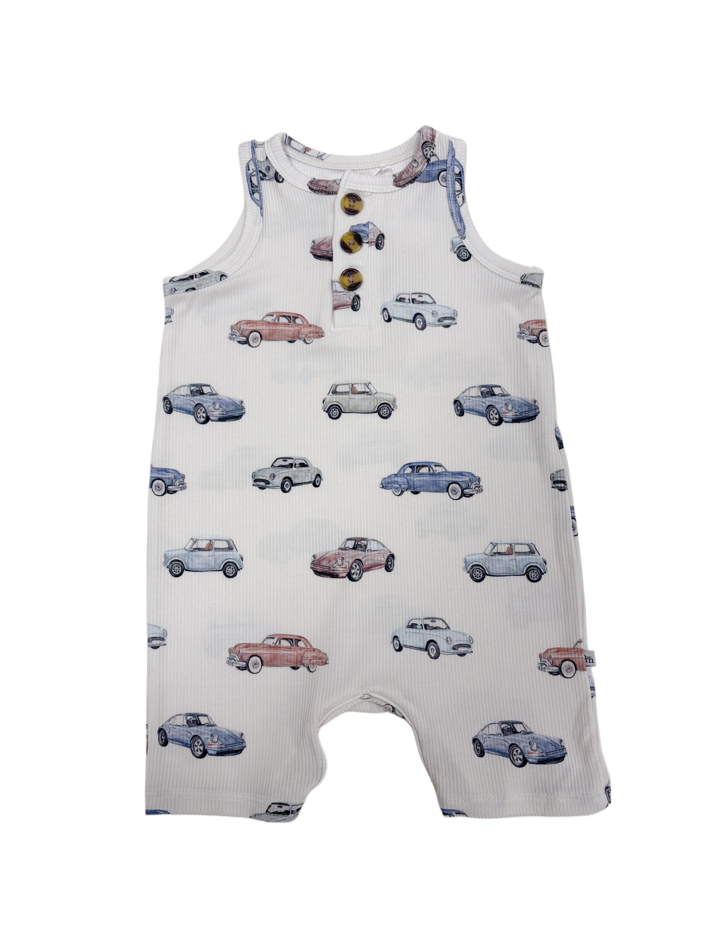 Vintage Cars (Ribbed) | Button Tank Romper
