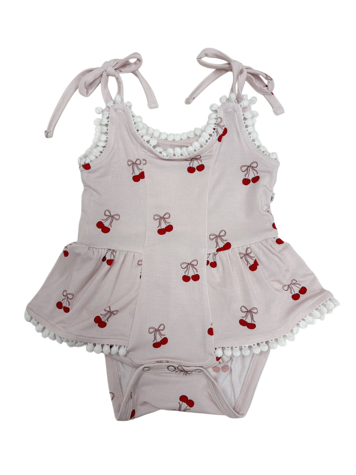 Cherry | Bamboo Pom Twirl Romper