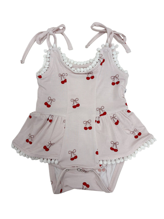 Cherry | Bamboo Pom Twirl Romper