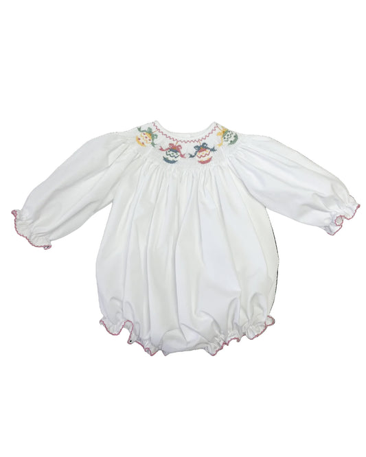 Ornament Smocked Long Sleeve Bishop Bubble