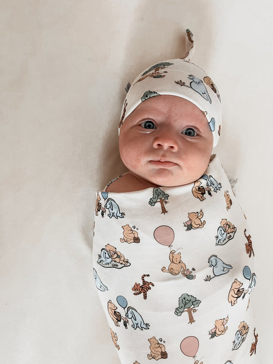 Classic Bear | Bamboo Swaddle & Beanie Set