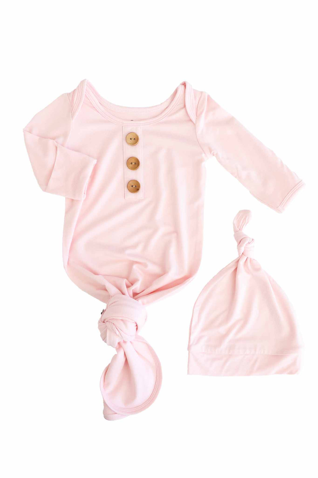 Baby Pink- Knot Gown & Hat Set NB