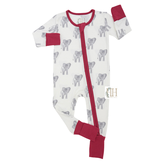 Elephant Double Zipper Romper