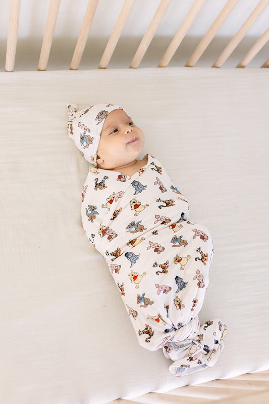 Pooh (Ribbed) | Bamboo Swaddle & Beanie Set